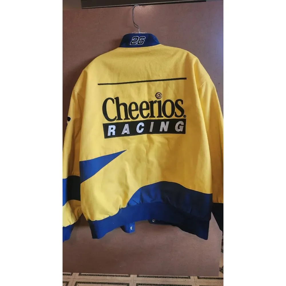Vintage 90s Jeff Hamilton Cheerios NASCAR Jacket #26 Johnny Benson Roush L J69